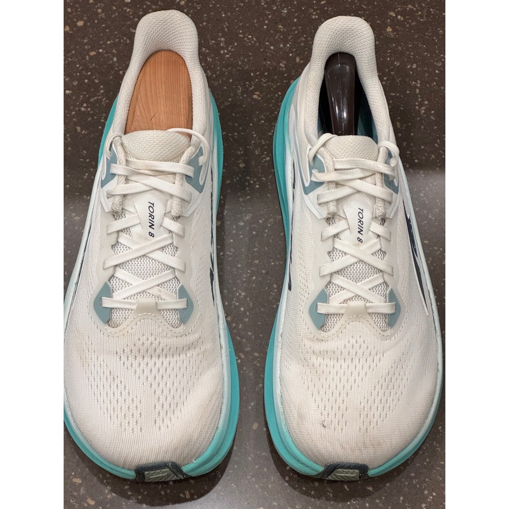 Altra Torin 8 Running Shoes Womens 9 White Teal Zero Drop Cushioned Athleitc